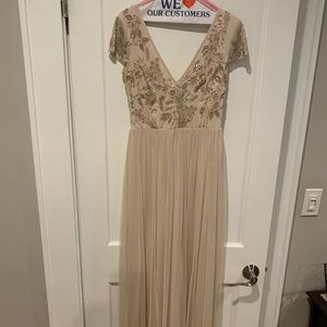 Bhldn Double V Neck beaded Bridesmaid Dress